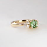 Frosted Dahlia Ring with Tourmaline & Diamonds