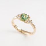 Frosted Dahlia Ring with Tourmaline & Diamonds