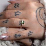 Frosted Dahlia Ring with Tourmaline & Diamonds