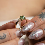 Frosted Dahlia Ring with Tourmaline & Diamonds