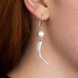 Midnight Huia Beak Earrings in Sterling Silver