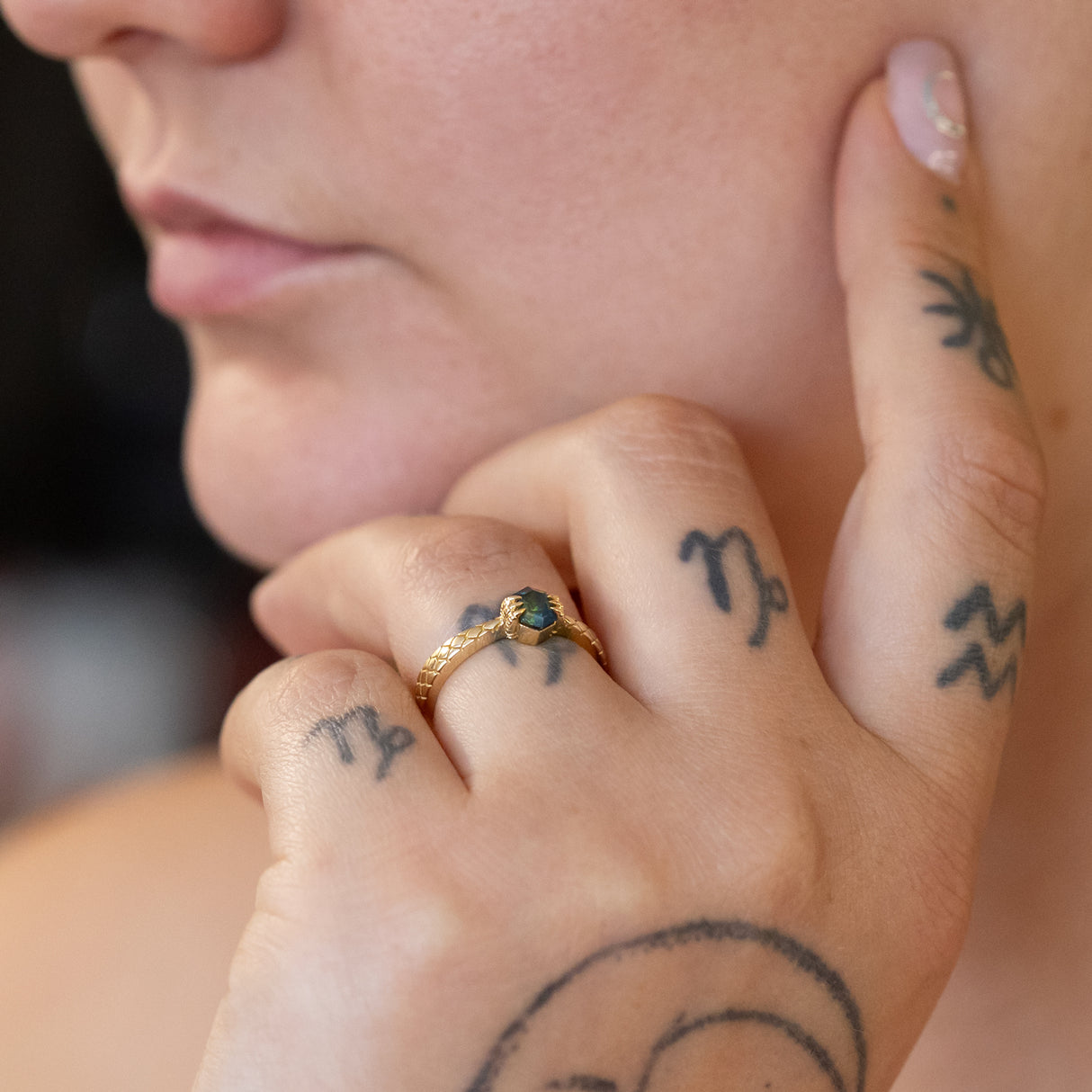 Teal Sapphire Dragon Claw Ring