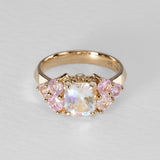 Rainbow Moonstone & Sapphire Bloom Ring