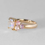 Rainbow Moonstone & Sapphire Bloom Ring