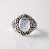 Rainbow Moonstone Flower Ring