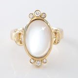 The Moon Queen Ring with White Moonstone and Diamonds in 9 carat Gold