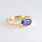 1.41 carat Purple Sapphire Octagonal Signet ring in 9 carat Gold