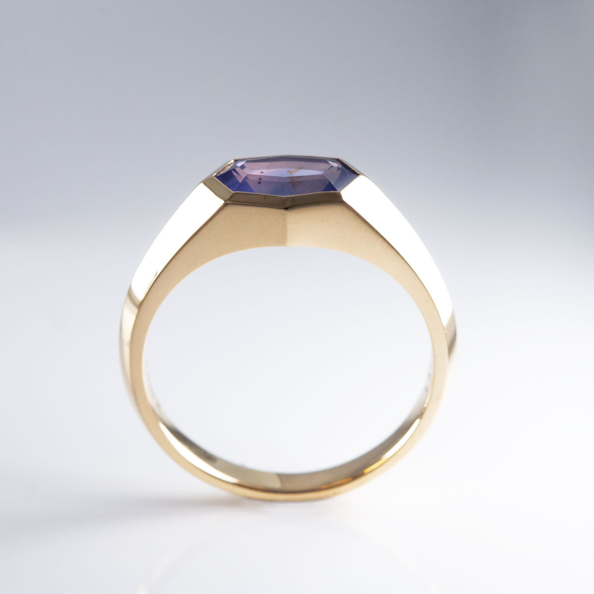 1.41 carat Purple Sapphire Octagonal Signet ring in 9 carat Gold