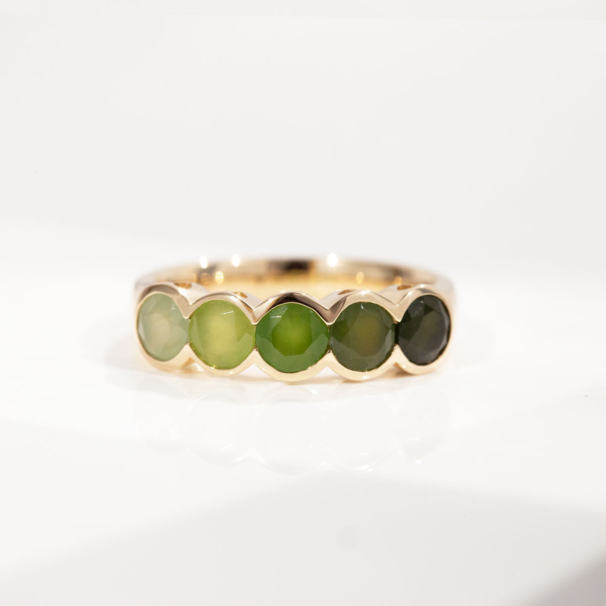 Ombré Pounamu Heart Window ring in Gold or Platinum