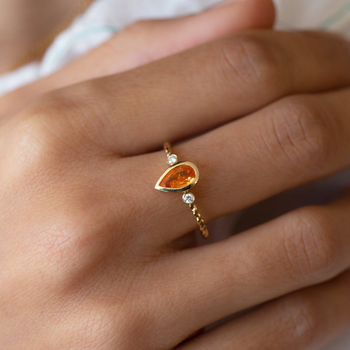 Orange Garnet Tiny Treasure Ring