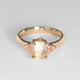 Peach Blossom Moonstone & Sapphire Ring