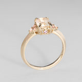 Peach Blossom Moonstone & Sapphire Ring