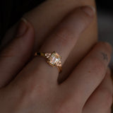 Peach Blossom Moonstone & Sapphire Ring