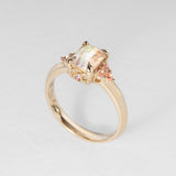 Peach Blossom Moonstone & Sapphire Ring