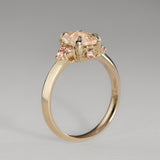 Peach Blossom Moonstone & Sapphire Ring