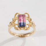 1.53 carat Watermelon Tourmaline Northern Lights ring in 9 carat Gold