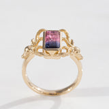 1.53 carat Watermelon Tourmaline Northern Lights ring in 9 carat Gold