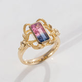 1.53 carat Watermelon Tourmaline Northern Lights ring in 9 carat Gold