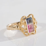 1.53 carat Watermelon Tourmaline Northern Lights ring in 9 carat Gold