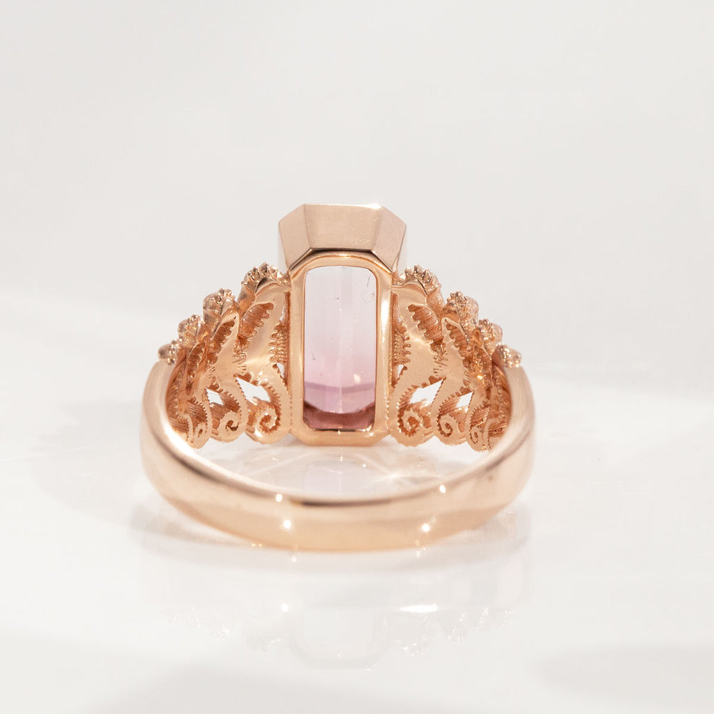 2.35 carat Seahorse Reflection ring in 9 carat Pink Gold