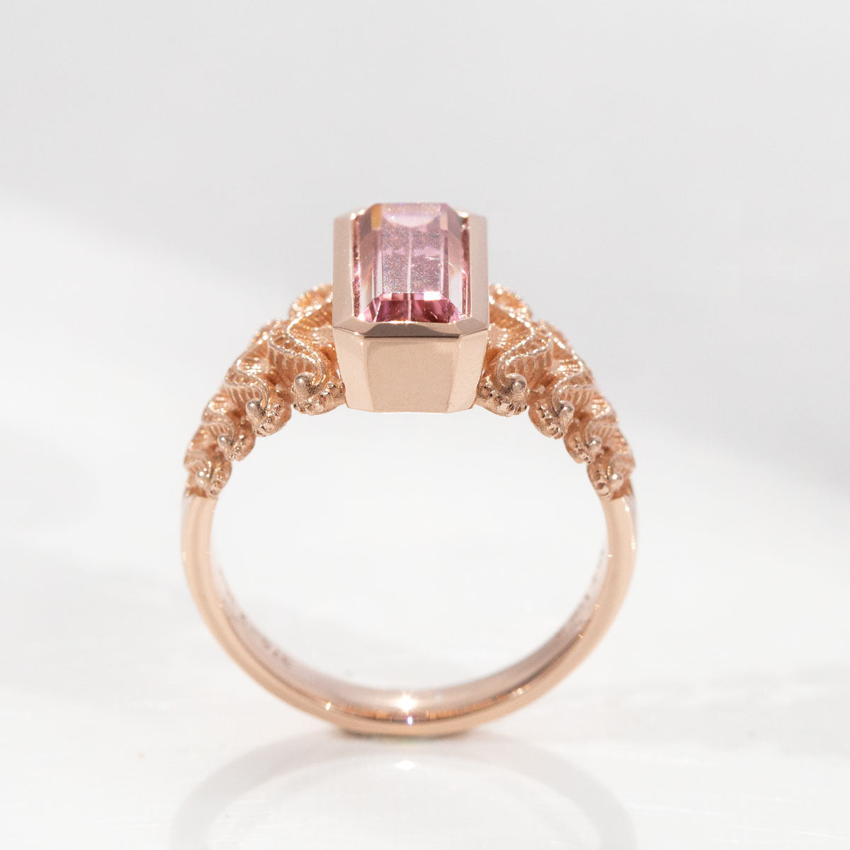 2.35 carat Seahorse Reflection ring in 9 carat Pink Gold