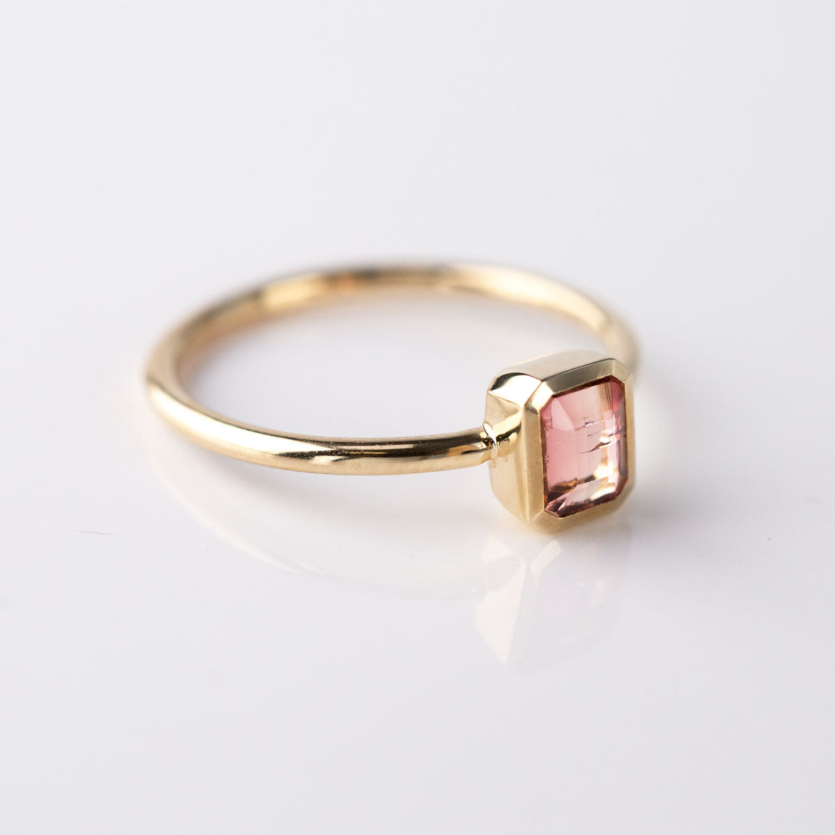 Blush Pink Tourmaline Tiny Treasure Ring in 9 carat Yellow Gold