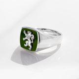 Pounamu Lion Crest Signet Ring