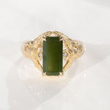 Pounamu Owl Guardian ring with Diamonds in 9 carat Gold