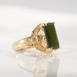 Pounamu Owl Guardian ring with Diamonds in 9 carat Gold