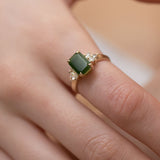 Pounamu & Diamond Summer Orchard Ring in Gold or Platinum