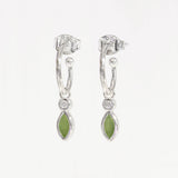 Pounamu and Cubic Zirconia Petit Blossom Earrings in Sterling Silver