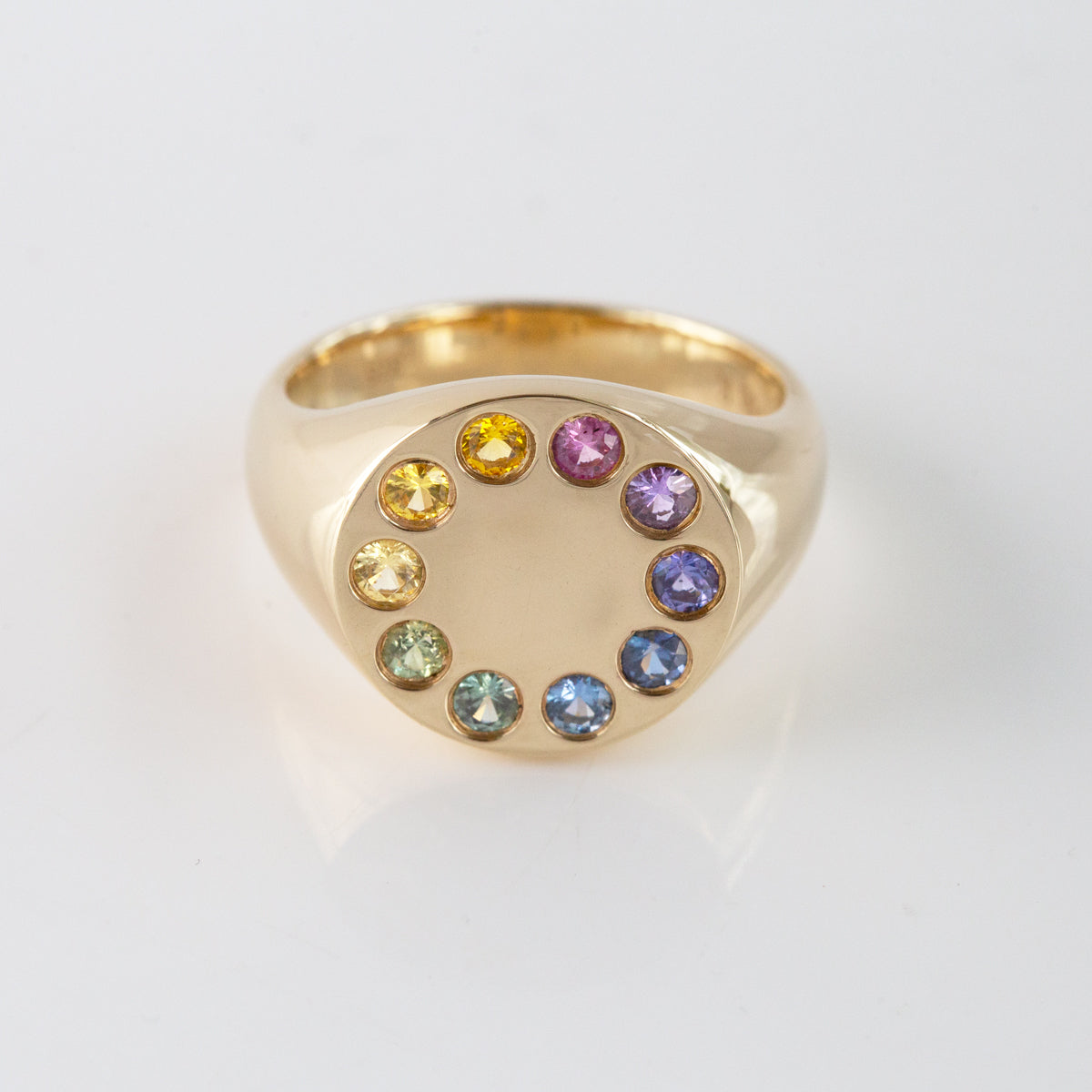 Sapphire Artist Paint Palette ring in 9 carat Gold