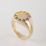 Sapphire Artist Paint Palette ring in 9 carat Gold