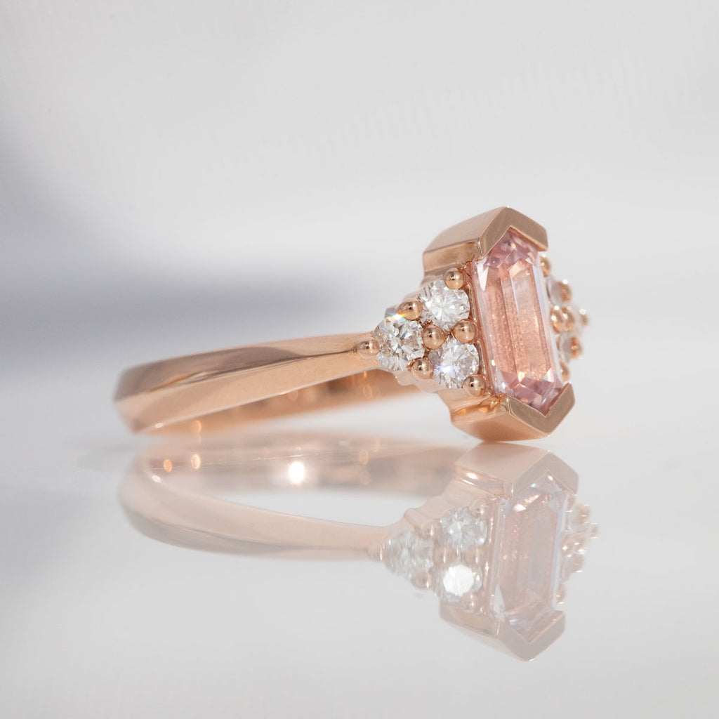 Pink Hexagon Sapphire Imogen ring in 9 carat Pink Gold