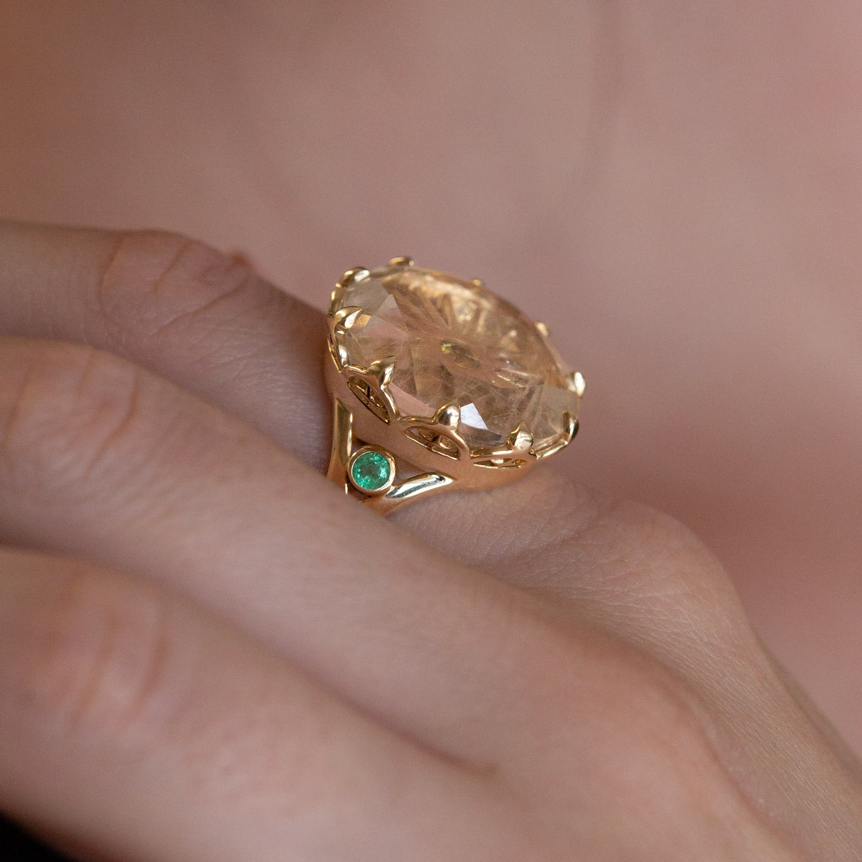 Rutile & Sphene Sunburst Ring