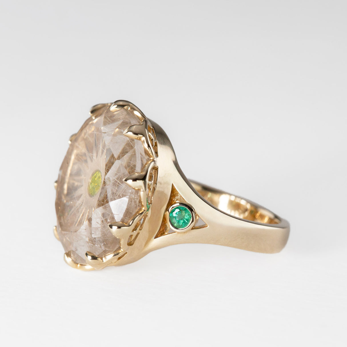 Rutile & Sphene Sunburst Ring