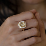 Sun Seeker Rutile Quartz Halo Ring