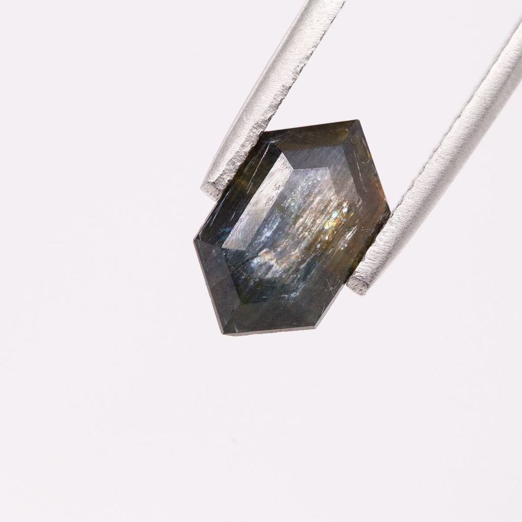 Black Shimmer Sapphire Hexagon cut 2.98 carats