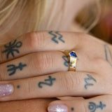 Royal Blue Sapphire Geometric Signet ring in 9 carat Gold