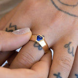 Royal Blue Sapphire Geometric Signet ring in 9 carat Gold