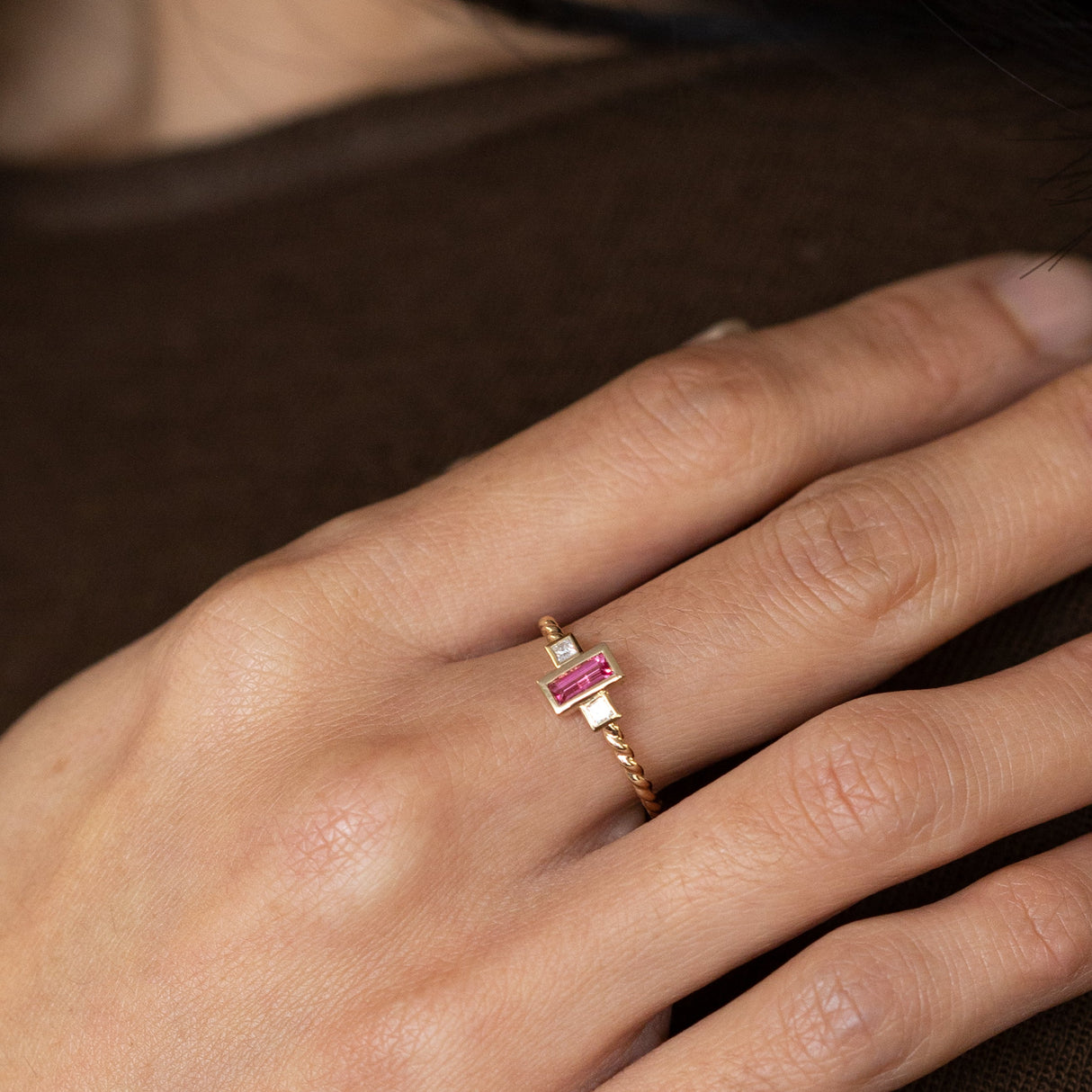 Neon Pink Mahenge Spinel Tiny Treasure Ring
