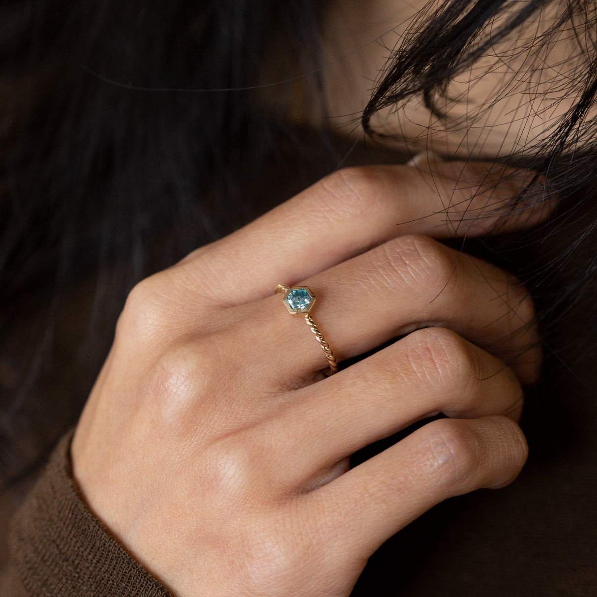 Blue Zircon Tiny Treasure Ring