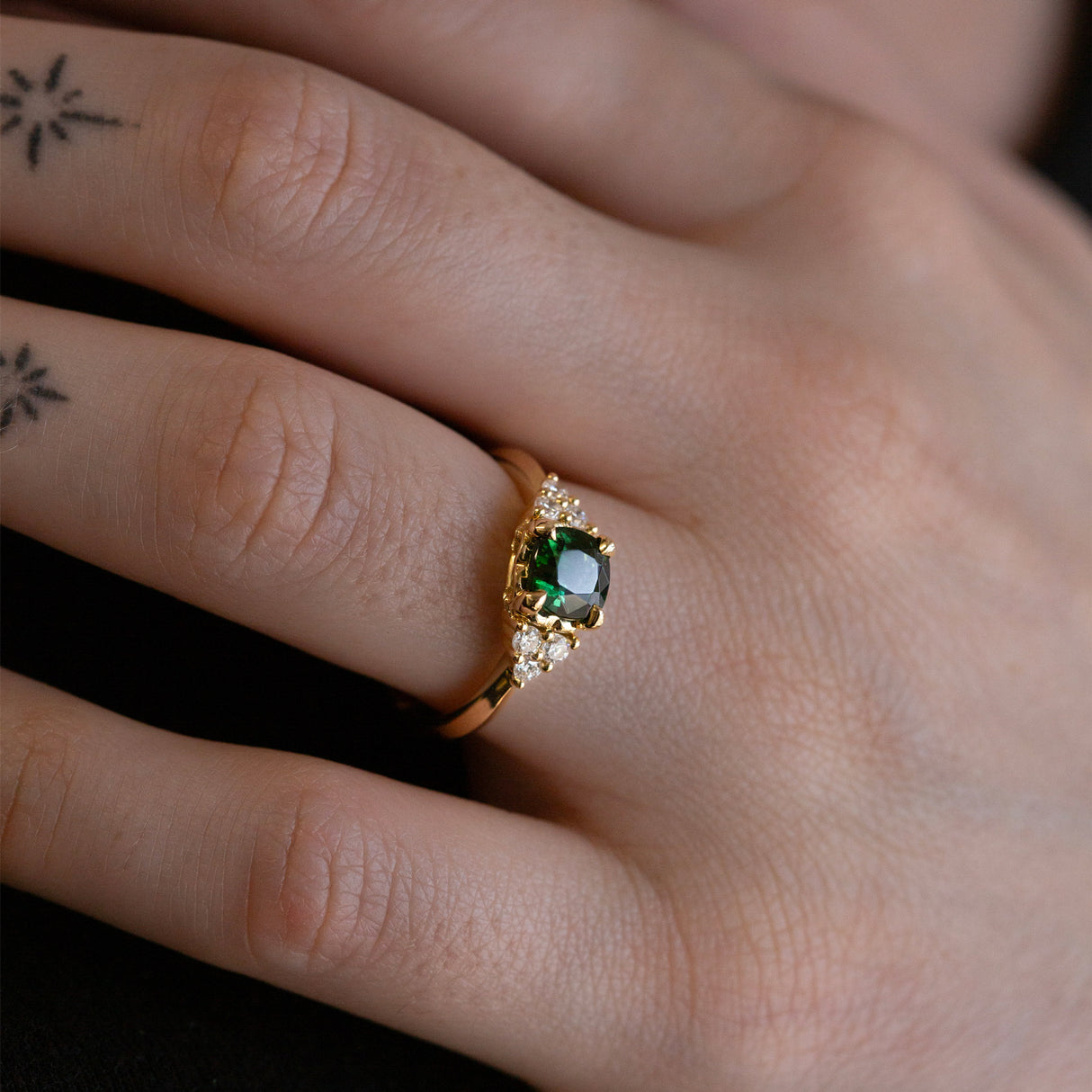 Teal Tourmaline Beetle Ring