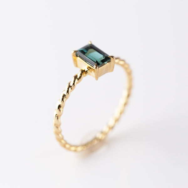 Teal Tourmaline Tiny Treasure Ring in 9 carat Yellow Gold