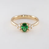 Frosted Zinnia Ring with Tourmaline & Diamonds