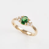 Frosted Zinnia Ring with Tourmaline & Diamonds