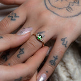 Frosted Zinnia Ring with Tourmaline & Diamonds