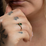 Frosted Zinnia Ring with Tourmaline & Diamonds
