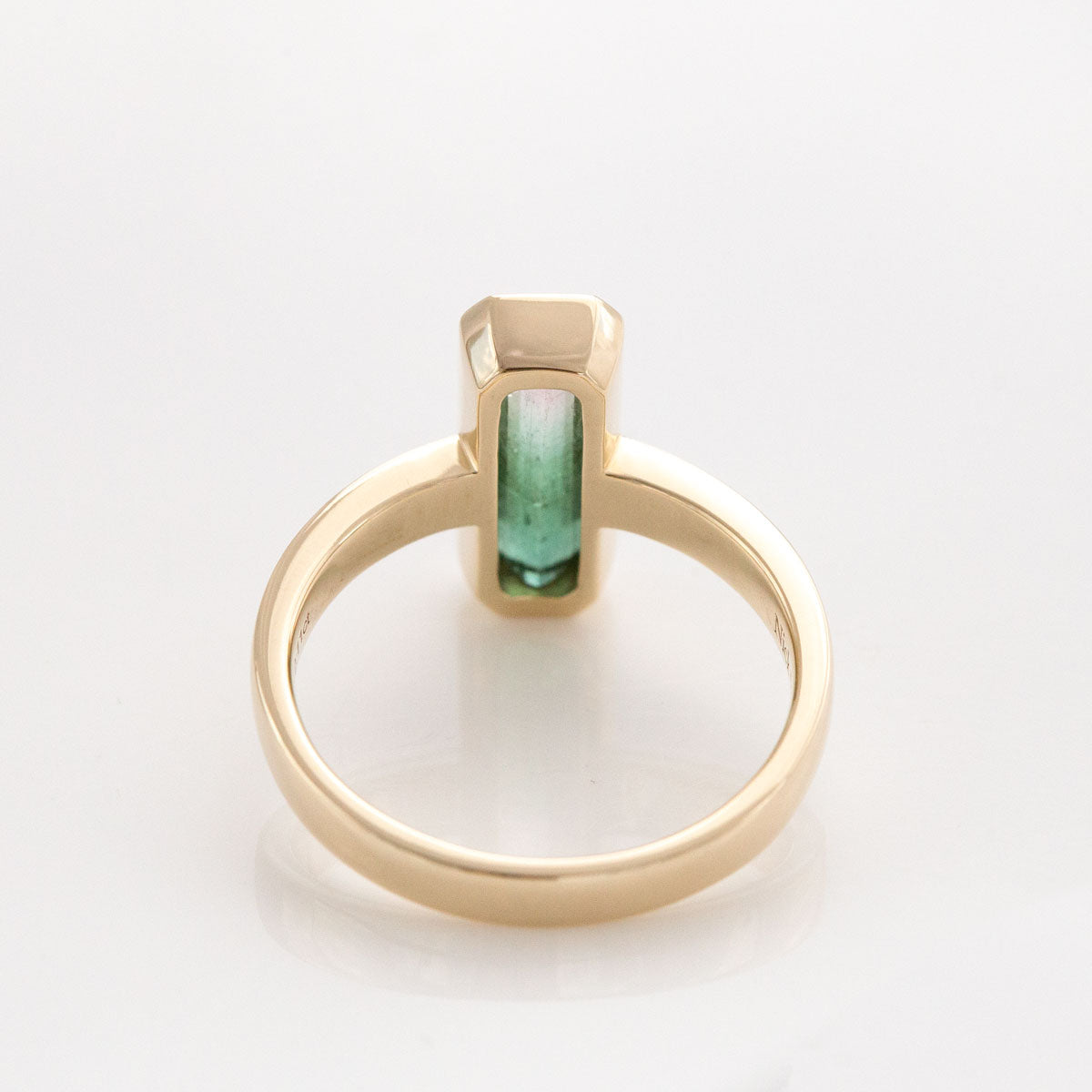 Watermelon Tourmaline Capsule ring in 9 carat Gold