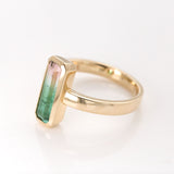 Watermelon Tourmaline Capsule ring in 9 carat Gold